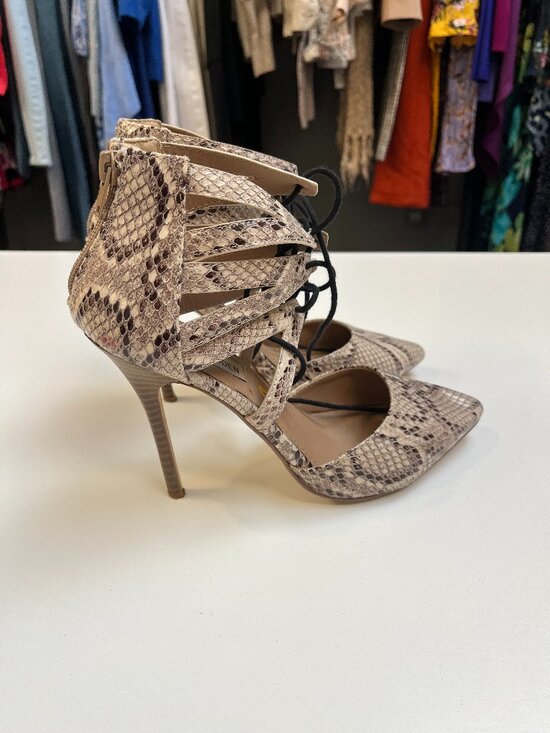 Steve Madden Shoes - Steve Madden Snake Print Lace-up Pointed Toe Heels